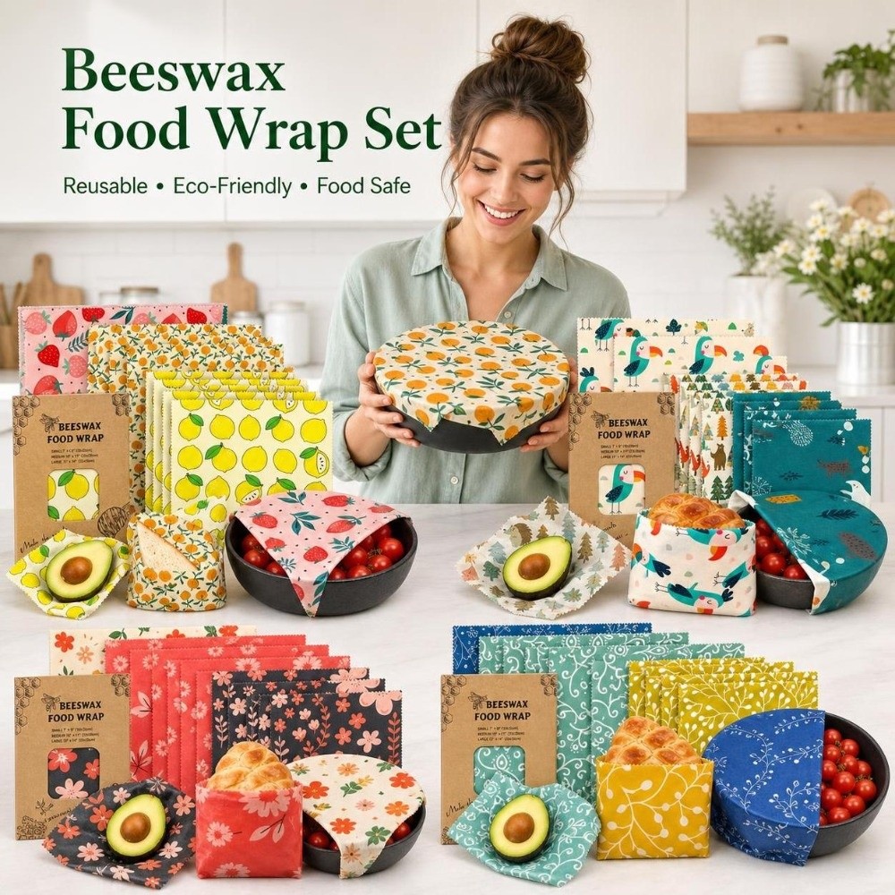 9pcs Multi Size Beeswax Food W - Beeswax Food Cover recension och pris