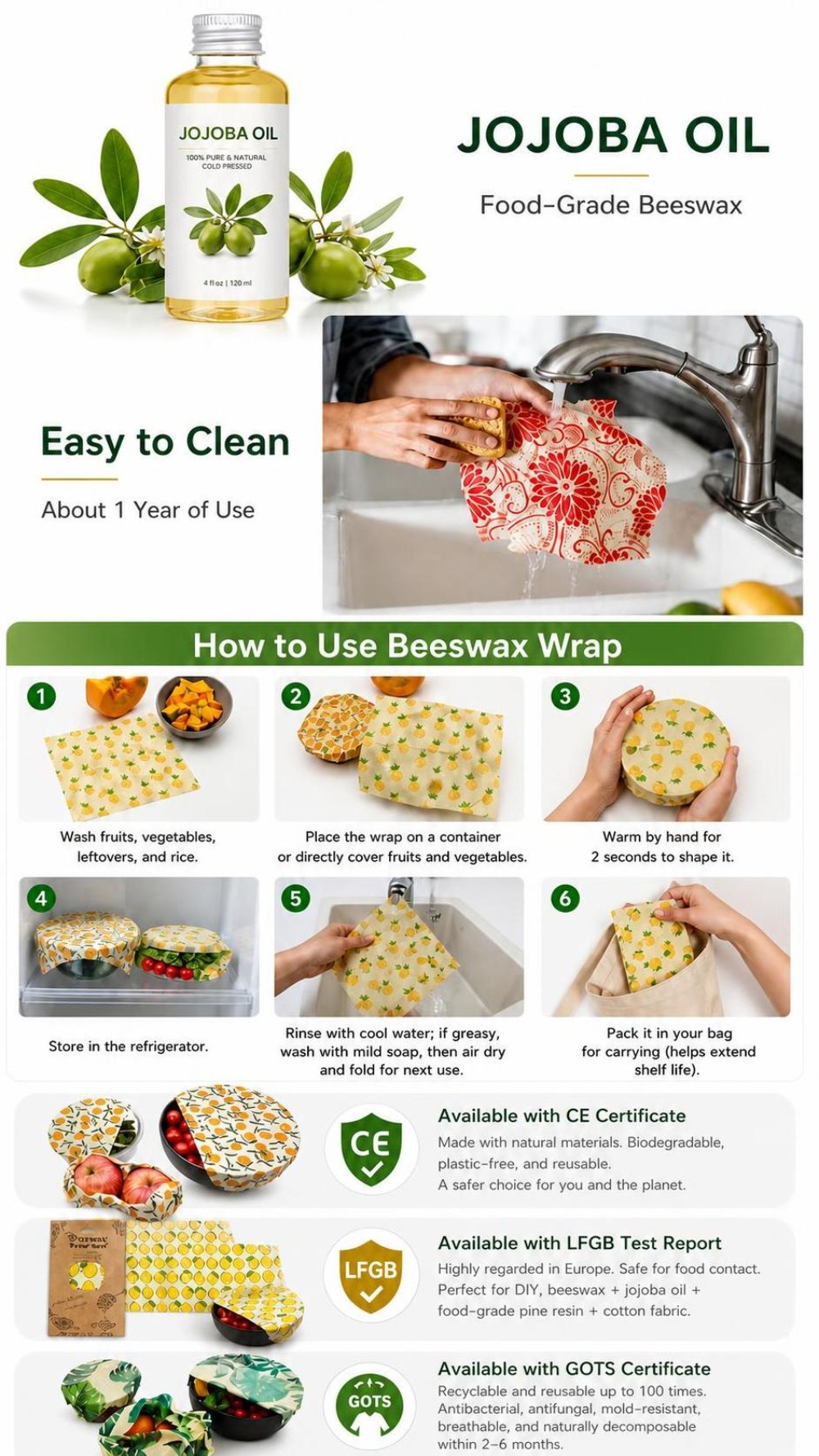 9pcs Multi Size Beeswax Food W - Beeswax Food Cover recension och pris