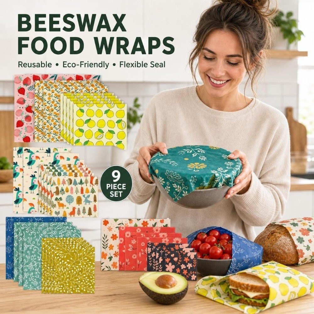9pcs Multi Size Beeswax Food W - Beeswax Food Cover recension och pris